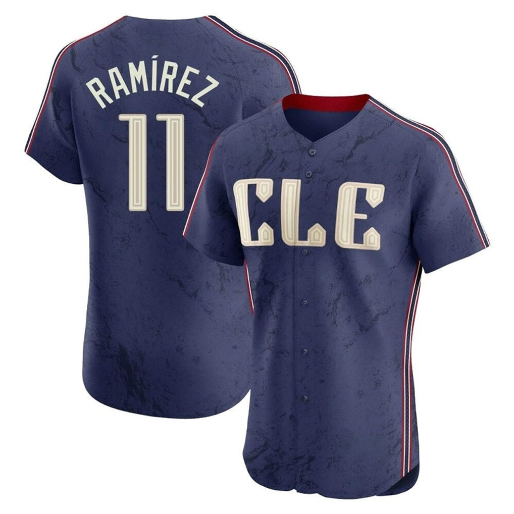 Seanshop C.Guardians #11 Jose Ramirez Player Navy City Connect Limited Elite Home Stitched Jerseys