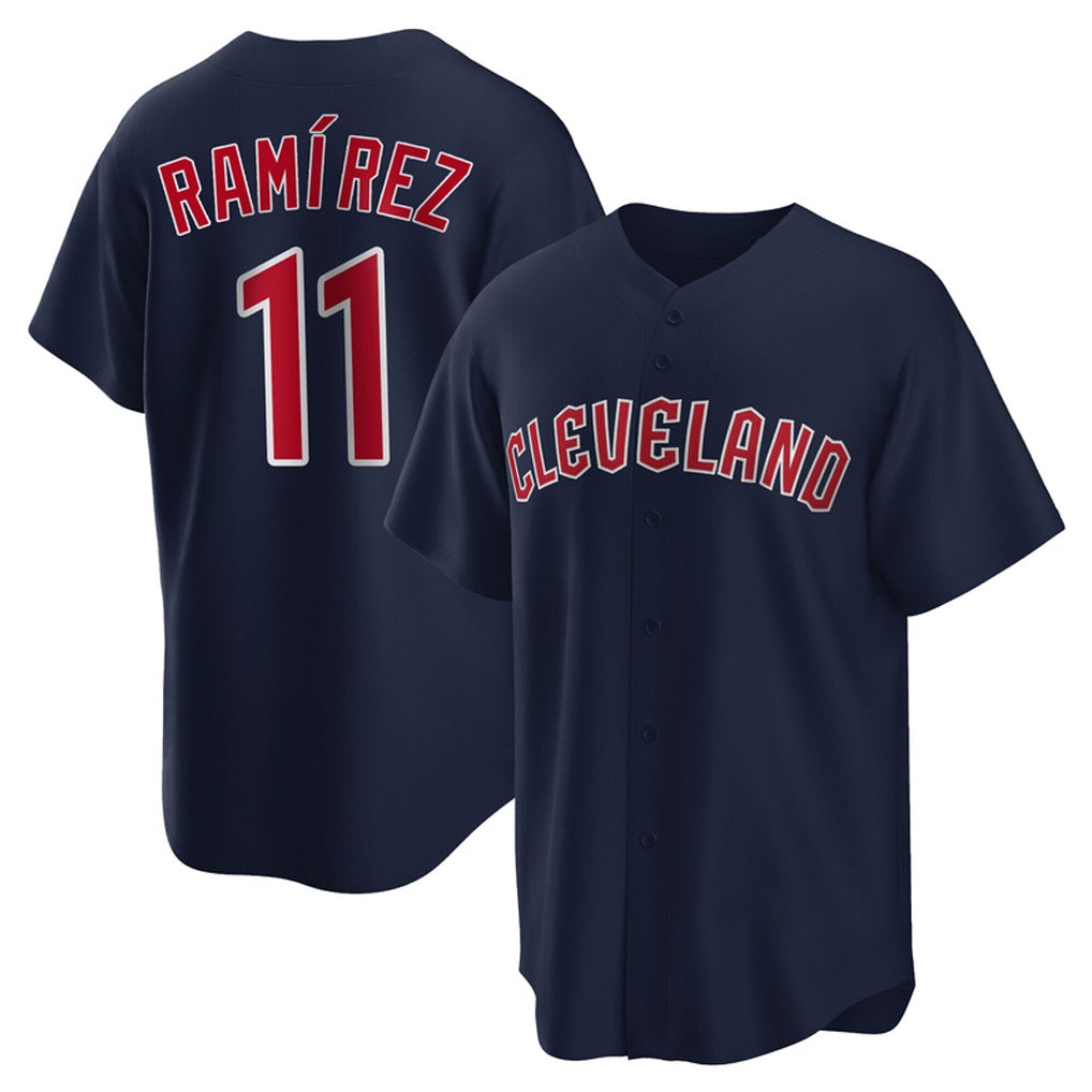 Seanshop C.Guardians #11 Jose Ramirez Player Navy Game Home Stitched Jerseys