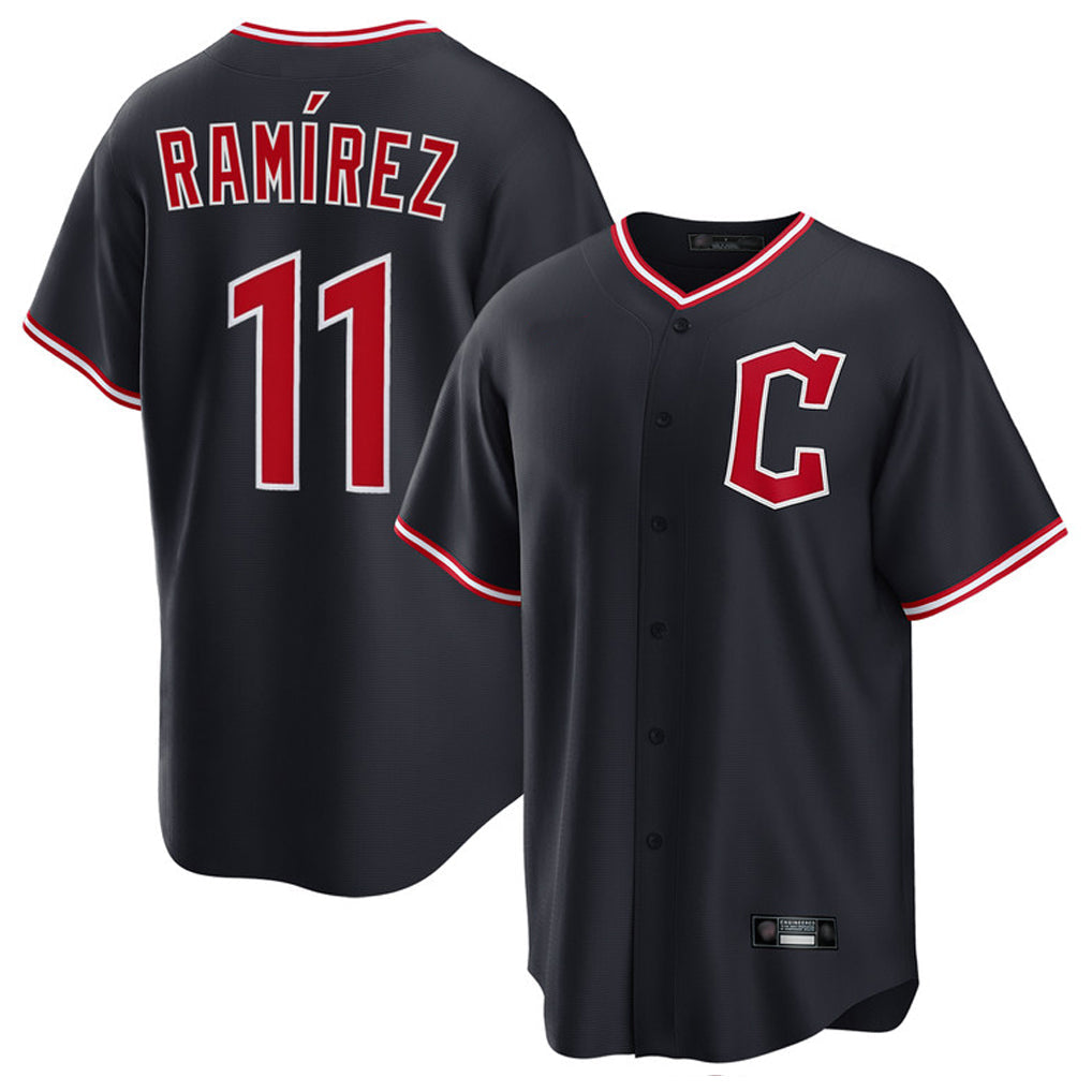 Seanshop C.Guardians #11 Jose Ramirez Player Navy Home Game Stitched Jerseys