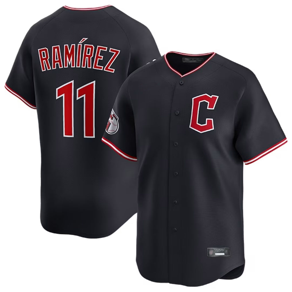 Seanshop C.Guardians #11 Jose Ramirez Player Navy Limited Home Stitched Jerseys