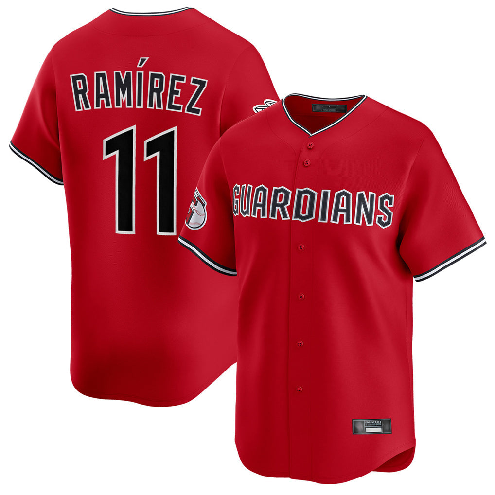 Seanshop C.Guardians #11 Jose Ramirez Player Red Limited Home Stitched Jerseys