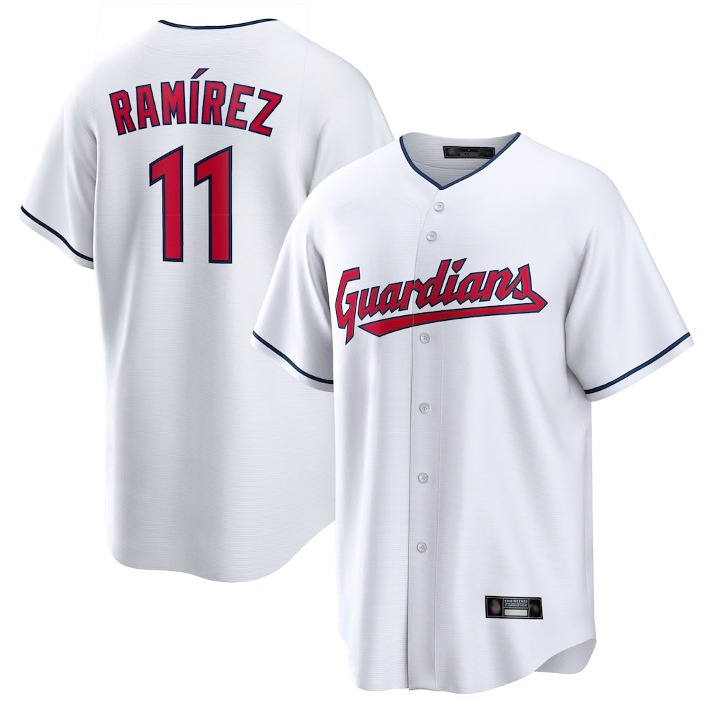 Seanshop C.Guardians #11 Jose Ramirez Player White Home Game Stitched Jerseys