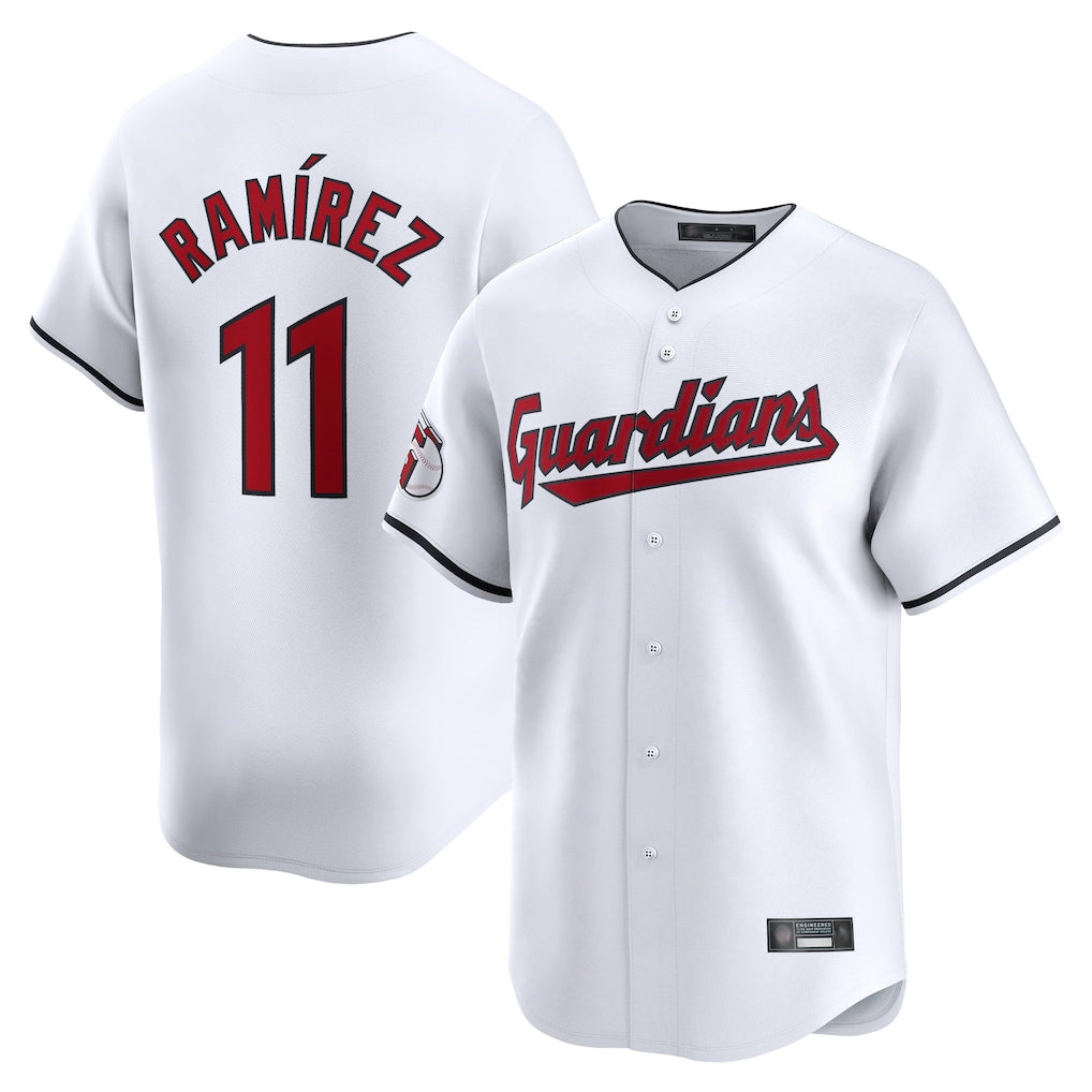 Seanshop C.Guardians #11 Jose Ramirez Player White Limited Home Stitched Jerseys