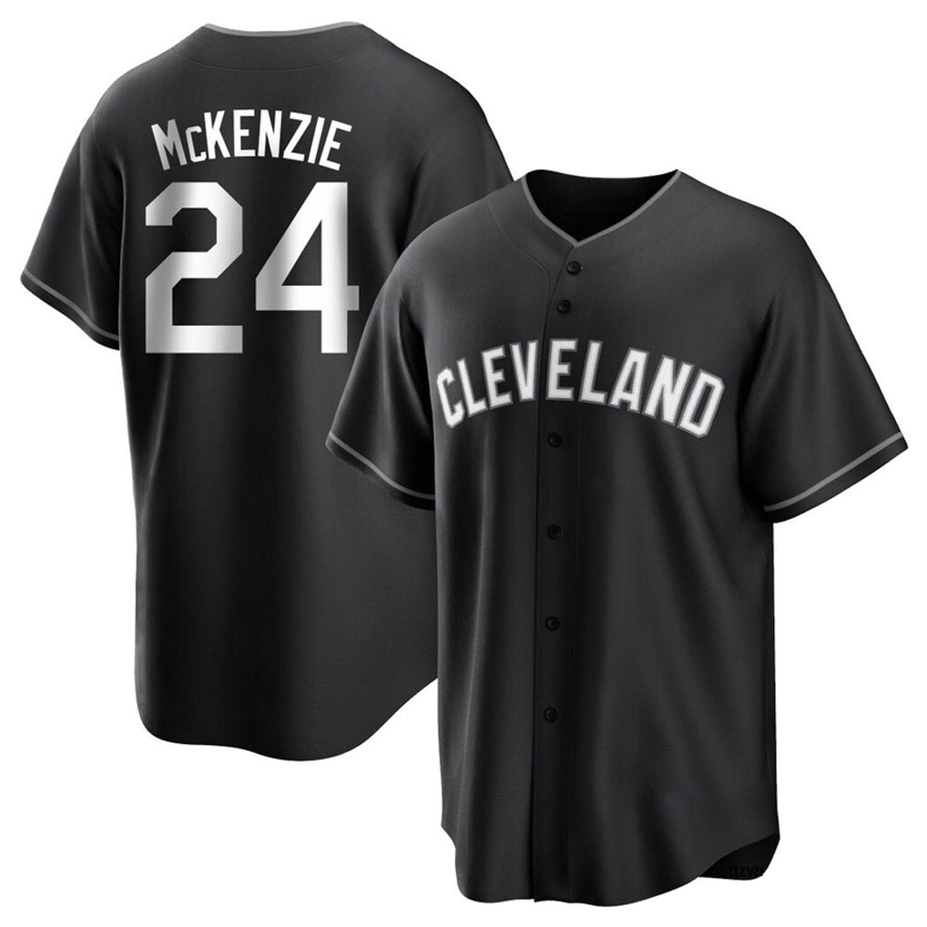 Seanshop C.Guardians #24 Triston McKenzie Player Black Home Game Stitched Jerseys
