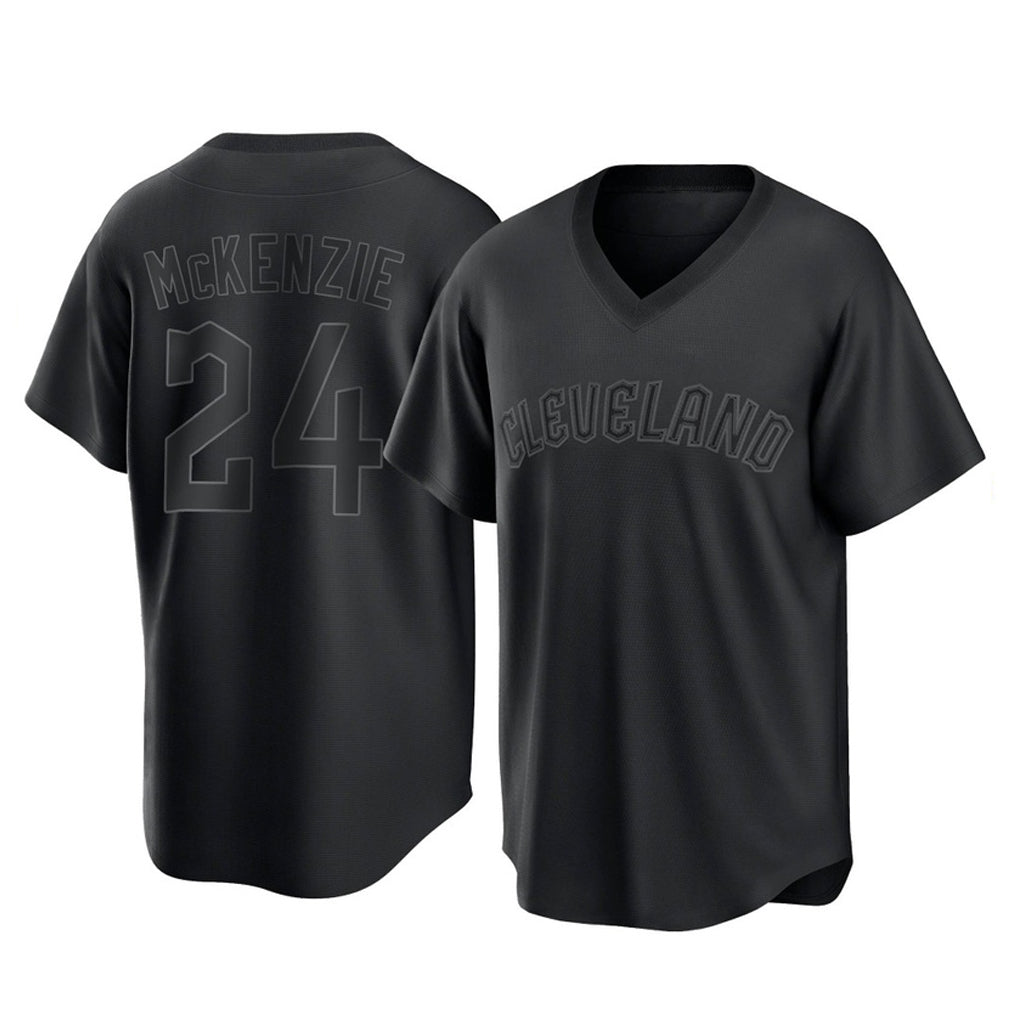 Seanshop C.Guardians #24 Triston McKenzie Player Black T-shirt Home Game Stitched Jerseys