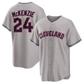 Seanshop C.Guardians #24 Triston McKenzie Player Gray Game Home Stitched Jerseys
