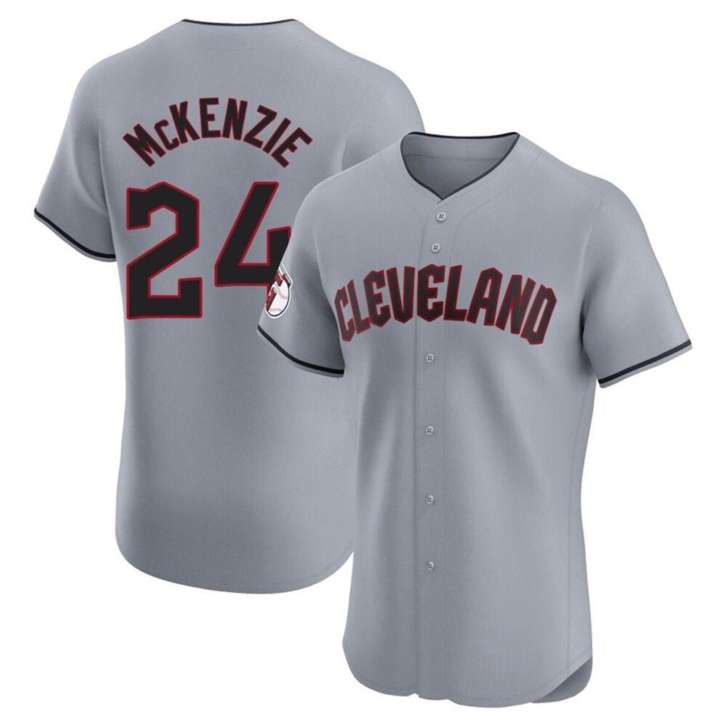 Seanshop C.Guardians #24 Triston McKenzie Player Gray Road Limited Elite Home Stitched Jerseys