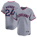 Seanshop C.Guardians #24 Triston McKenzie Player Gray Road Limited Home Game Stitched Jerseys
