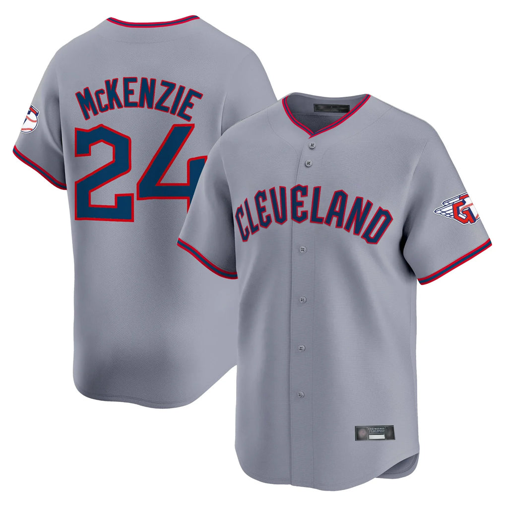 Seanshop C.Guardians #24 Triston McKenzie Player Gray Road Limited Home Game Stitched Jerseys