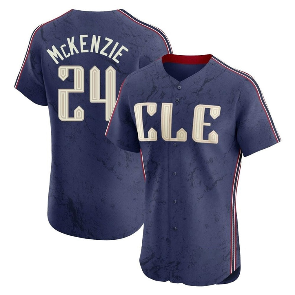 Seanshop C.Guardians #24 Triston McKenzie Player Navy City Connect Limited Elite Home Stitched Jerseys