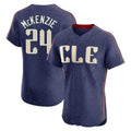 Seanshop C.Guardians #24 Triston McKenzie Player Navy City Connect Limited Elite Home Stitched Jerseys