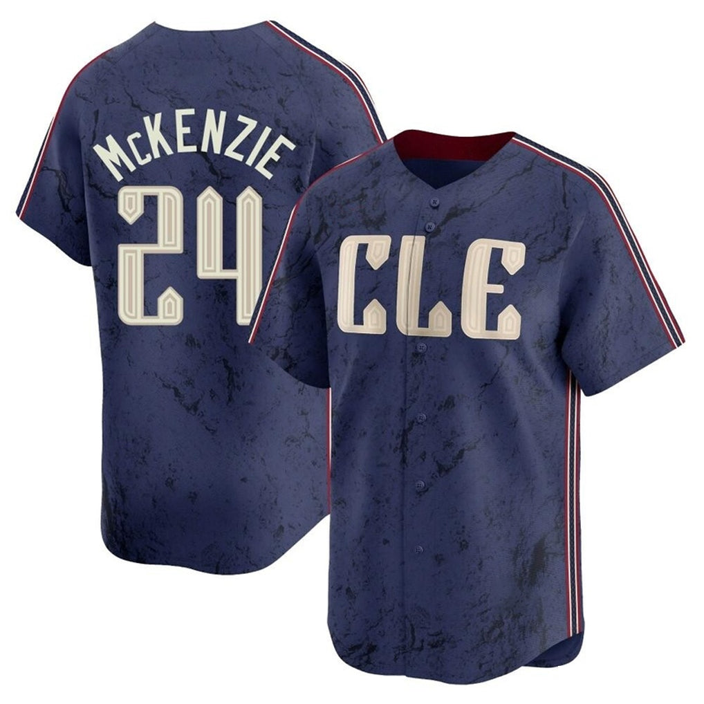 Seanshop C.Guardians #24 Triston McKenzie Player Navy City Connect Limited Home Stitched Jerseys