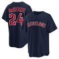 Seanshop C.Guardians #24 Triston McKenzie Player Navy Game Home Stitched Jerseys