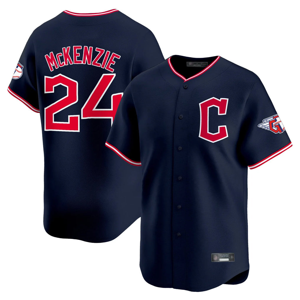 Seanshop C.Guardians #24 Triston McKenzie Player Navy Limited Home Stitched Jerseys