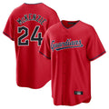 Seanshop C.Guardians #24 Triston McKenzie Player Red Home Game Stitched Jerseys