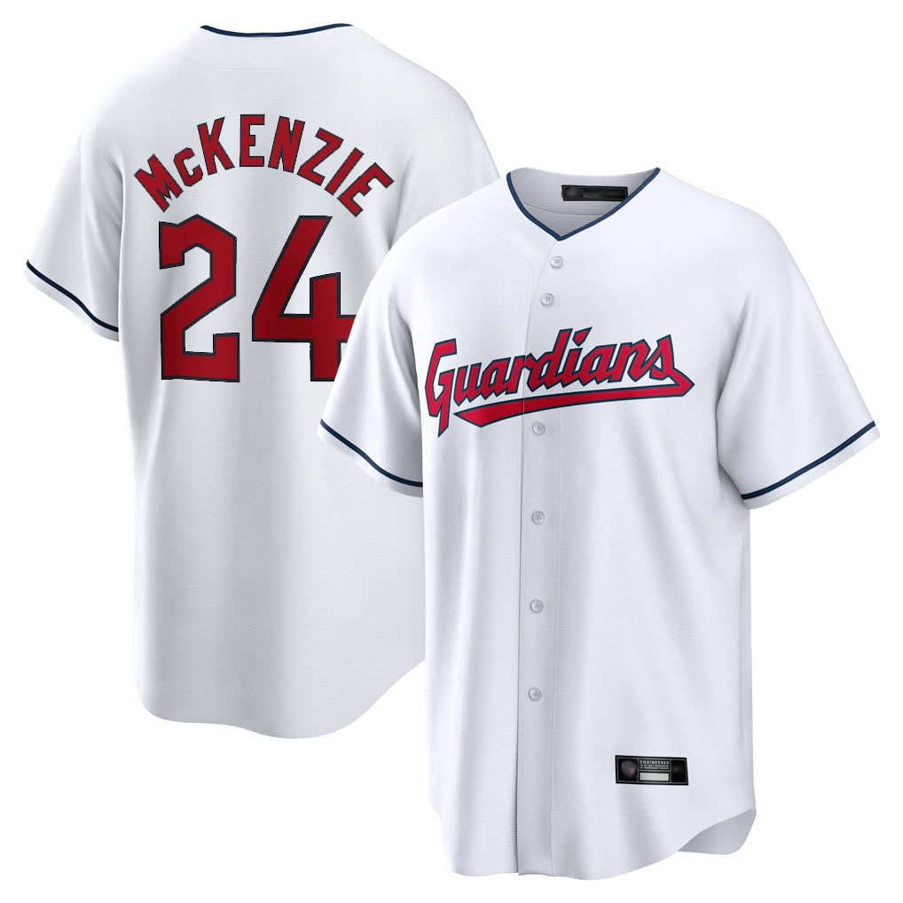 Seanshop C.Guardians #24 Triston McKenzie Player White Home Game Stitched Jerseys