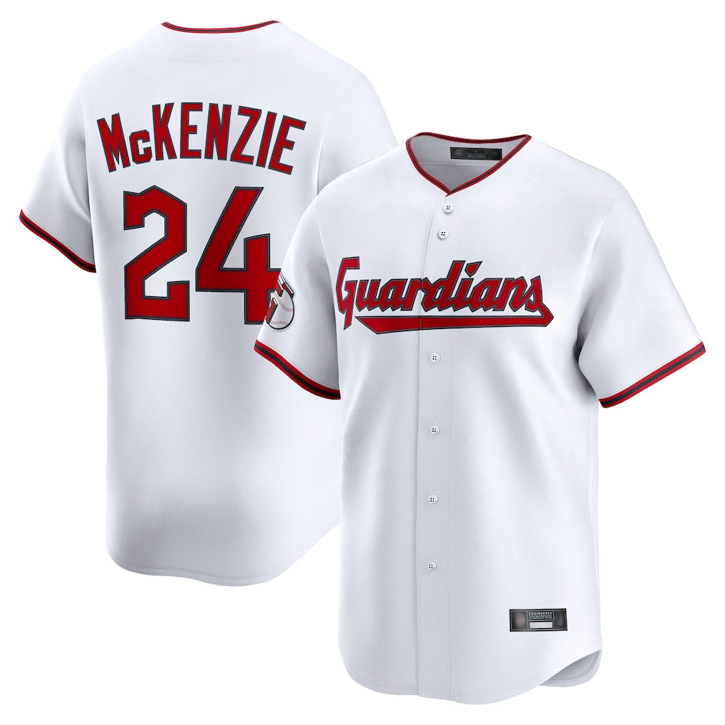 Seanshop C.Guardians #24 Triston McKenzie Player White Limited Home Game Stitched Jerseys