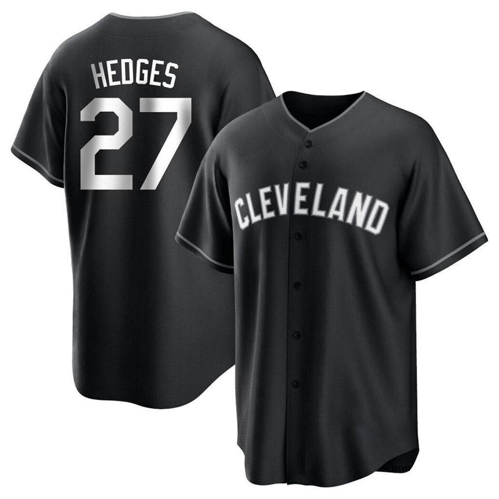 Seanshop C.Guardians #27 Austin Hedges Player Black Home Game Stitched Jerseys
