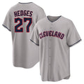 Seanshop C.Guardians #27 Austin Hedges Player Gray Game Home Stitched Jerseys