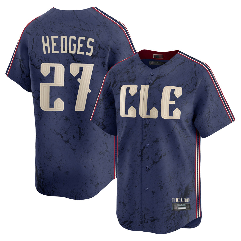 Seanshop C.Guardians #27 Austin Hedges Player Navy City Connect Limited Home Stitched Jerseys
