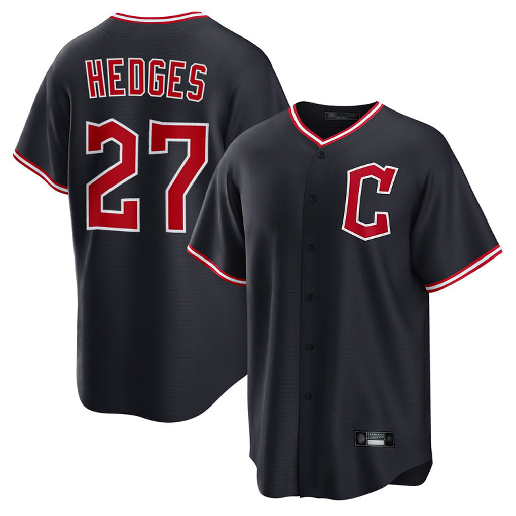 Seanshop C.Guardians #27 Austin Hedges Player Navy Game Home Stitched Jerseys