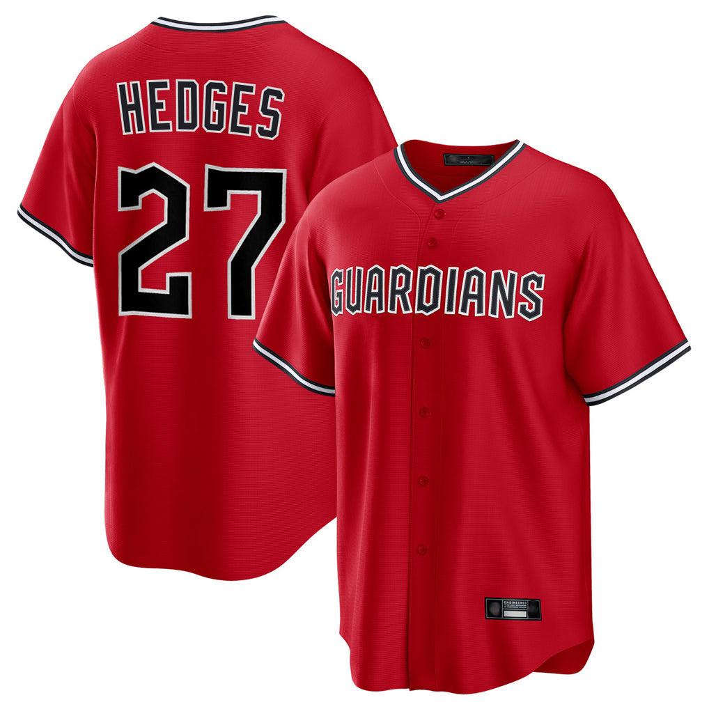 Seanshop C.Guardians #27 Austin Hedges Player Red Home Game Stitched Jerseys