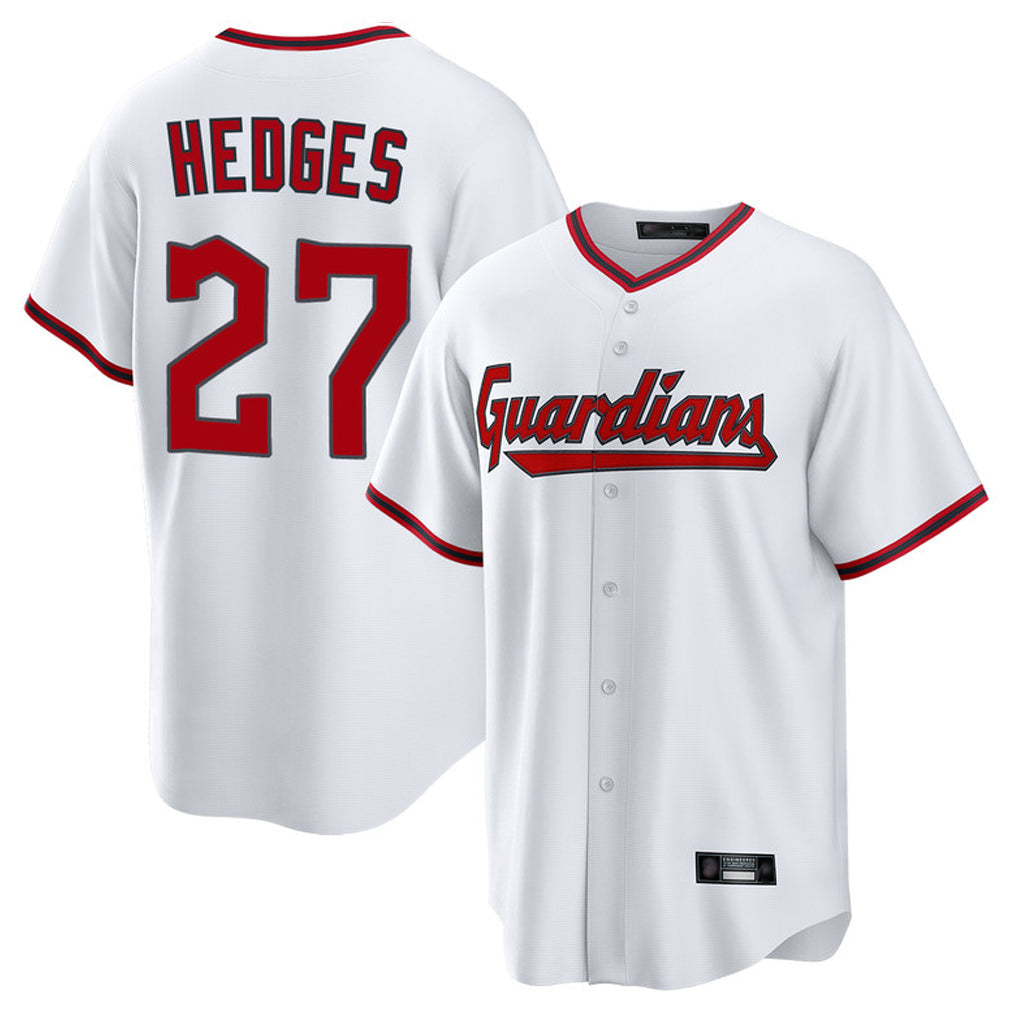 Seanshop C.Guardians #27 Austin Hedges Player White Game Home Stitched Jerseys