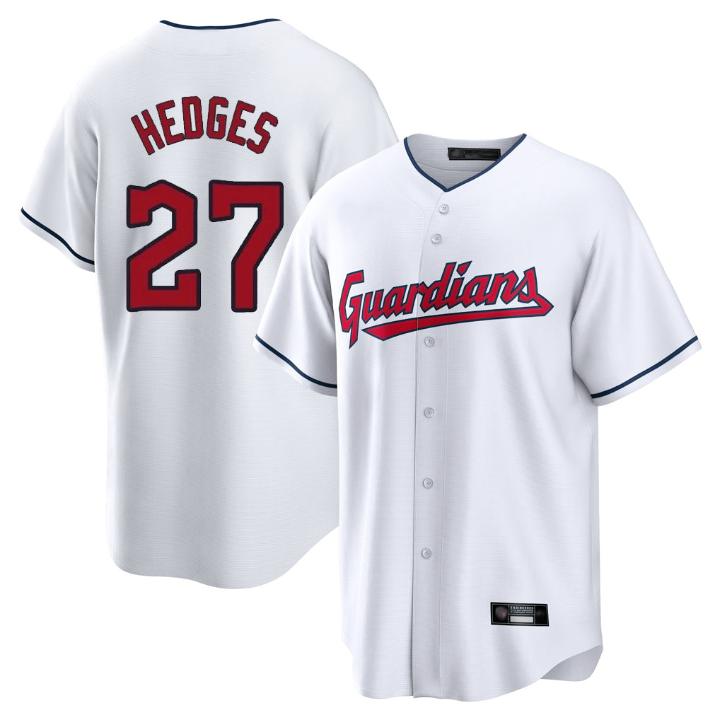 Seanshop C.Guardians #27 Austin Hedges Player White Home Game Stitched Jerseys