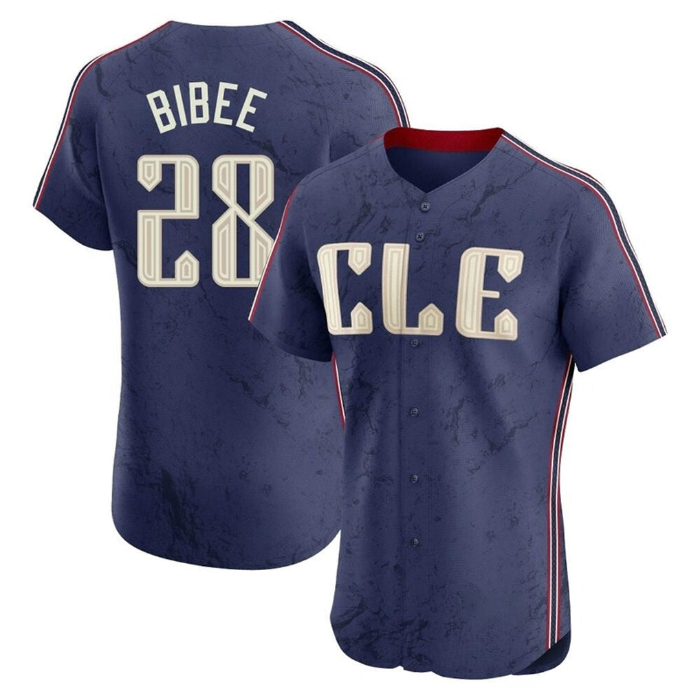 Seanshop C.Guardians #28 Tanner Bibee Player Navy City Connect Limited Elite Home Stitched Jerseys