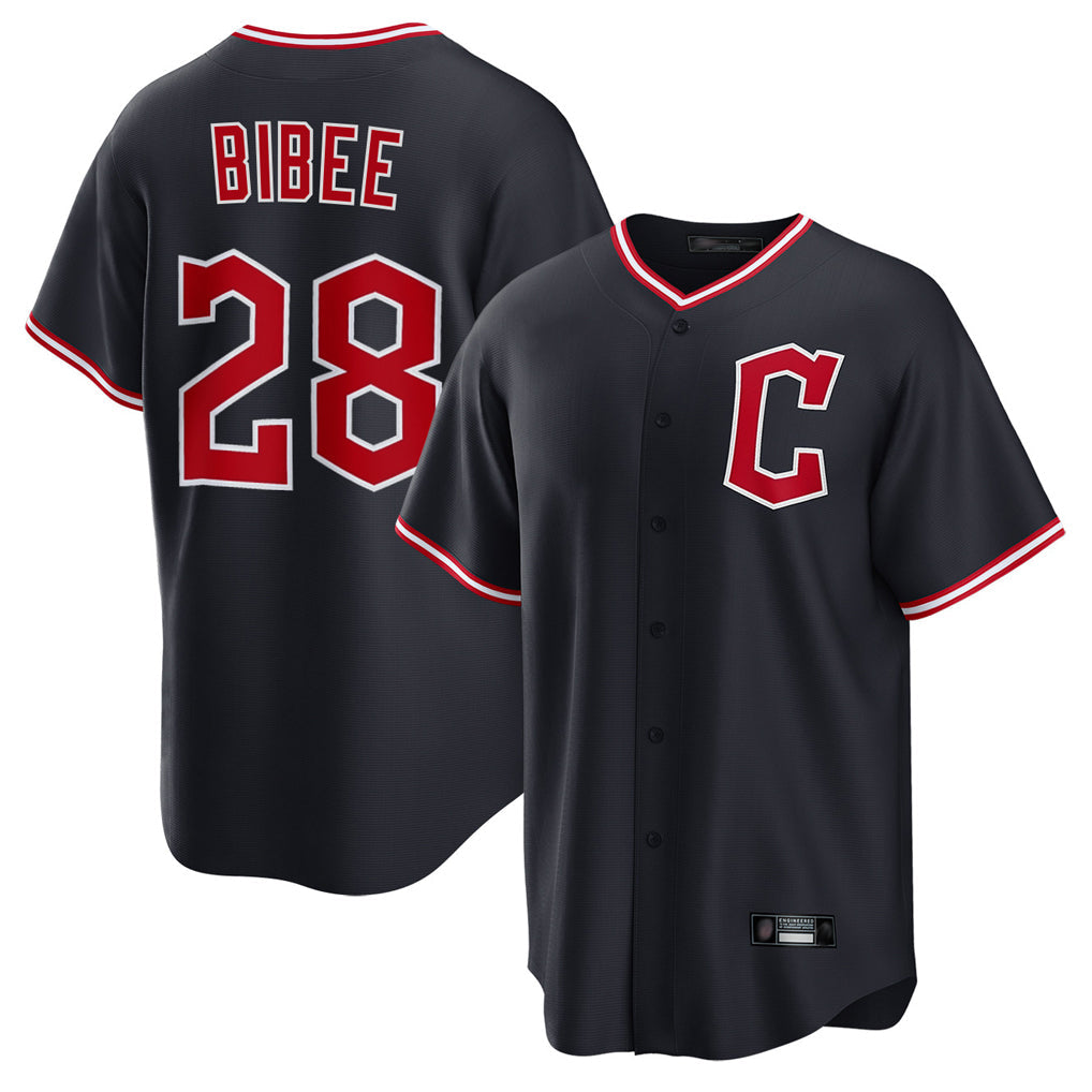 Seanshop C.Guardians #28 Tanner Bibee Player Navy Home Game Stitched Jerseys