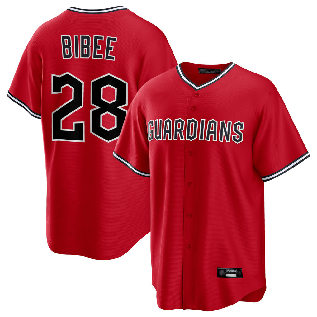 Seanshop C.Guardians #28 Tanner Bibee Player Red Home Game Stitched Jerseys