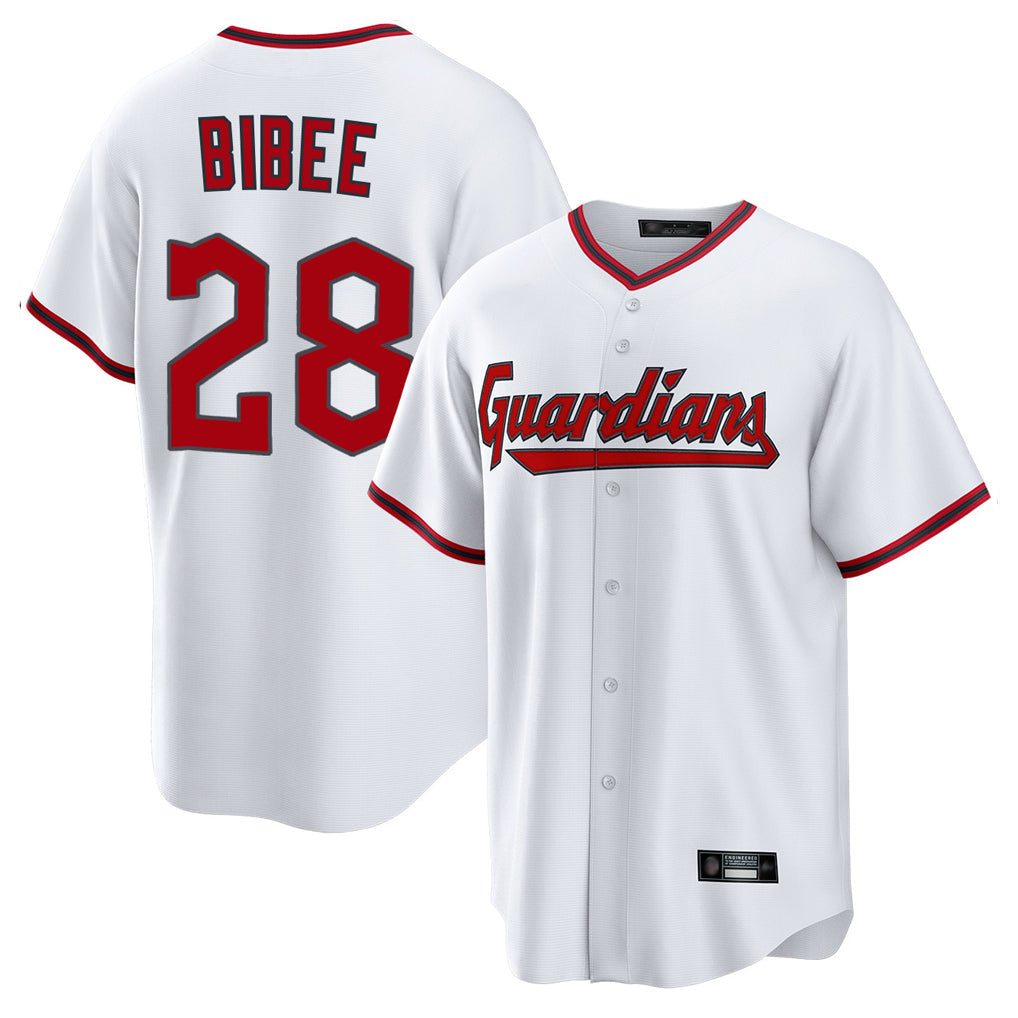 Seanshop C.Guardians #28 Tanner Bibee Player White Game Home Stitched Jerseys