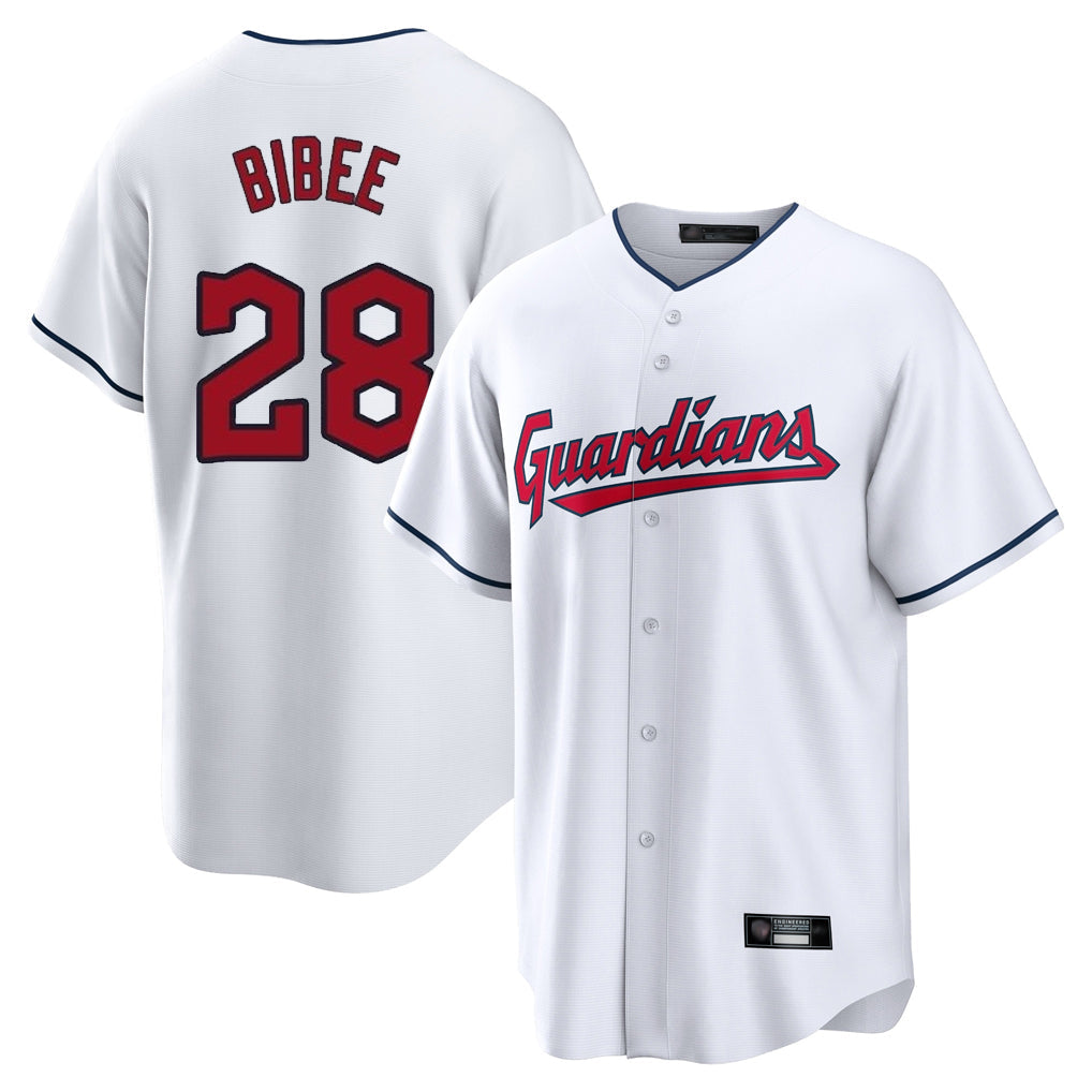 Seanshop C.Guardians #28 Tanner Bibee Player White Home Game Stitched Jerseys