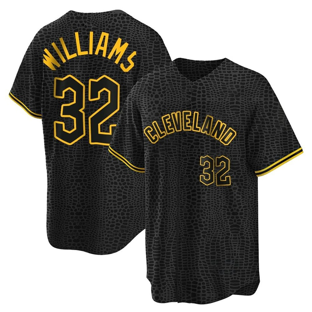 Seanshop C.Guardians #32 Gavin Williams Player Black Snake Skin City Home Game Stitched Jerseys