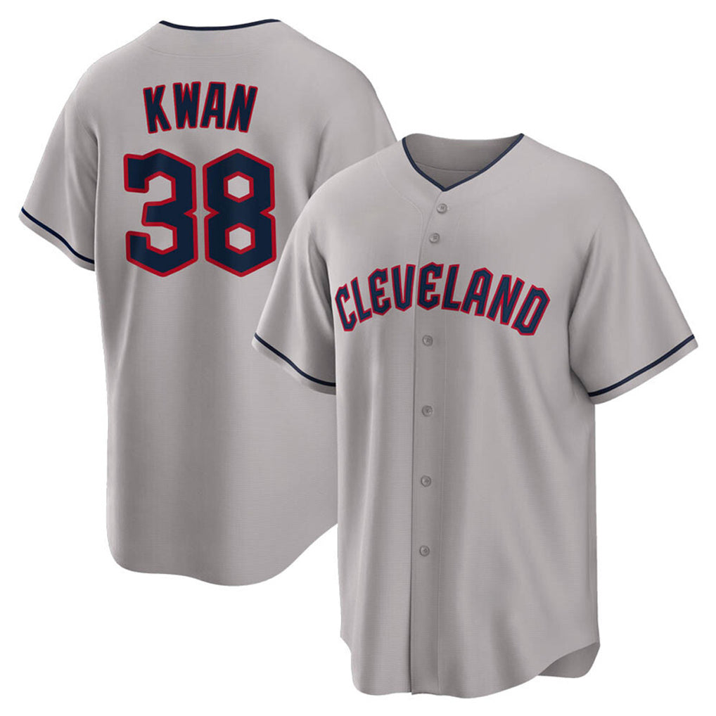 Seanshop C.Guardians #38 Steven Kwan Player Gray Game Home Stitched Jerseys