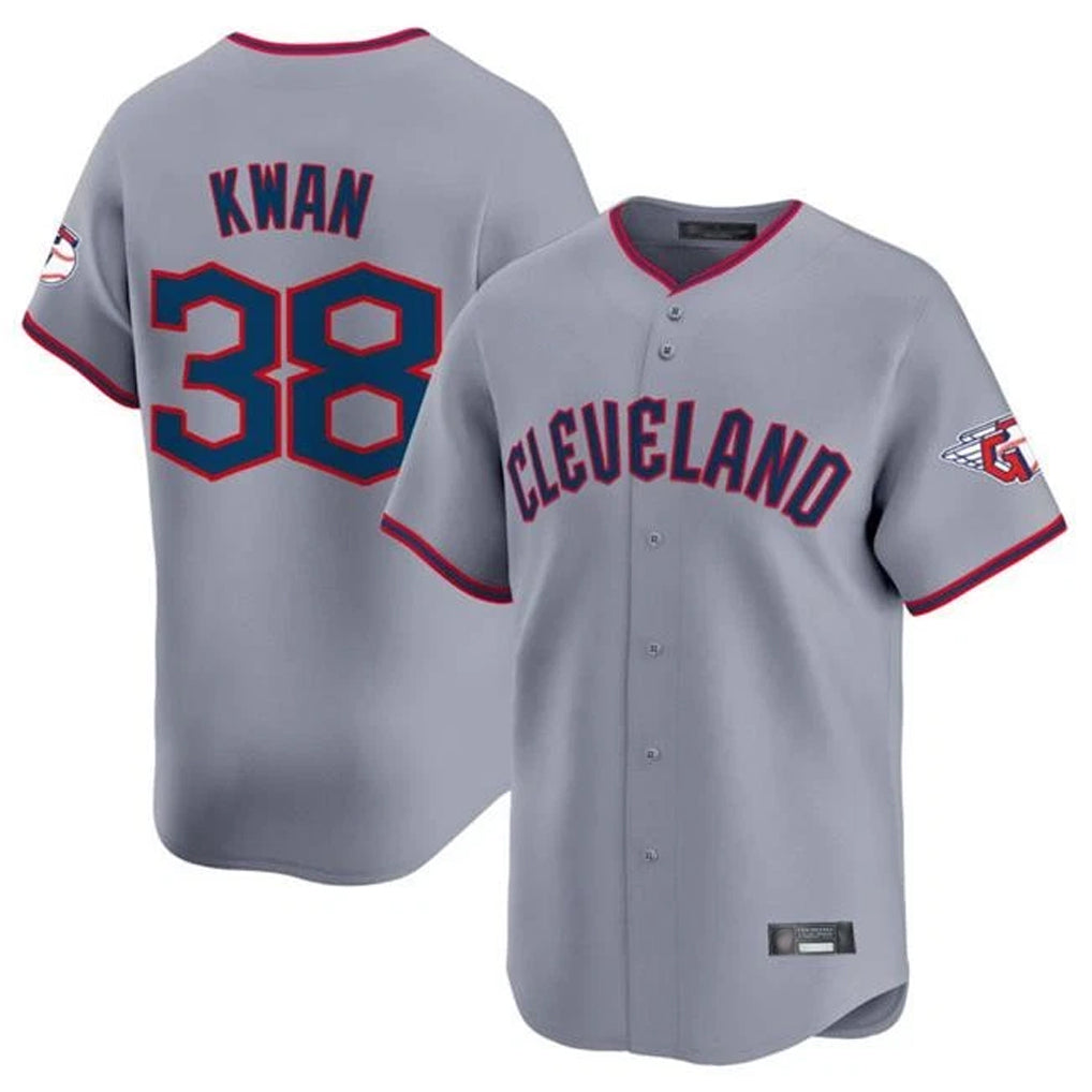 Seanshop C.Guardians #38 Steven Kwan Player Gray Road Limited Home Game Stitched Jerseys