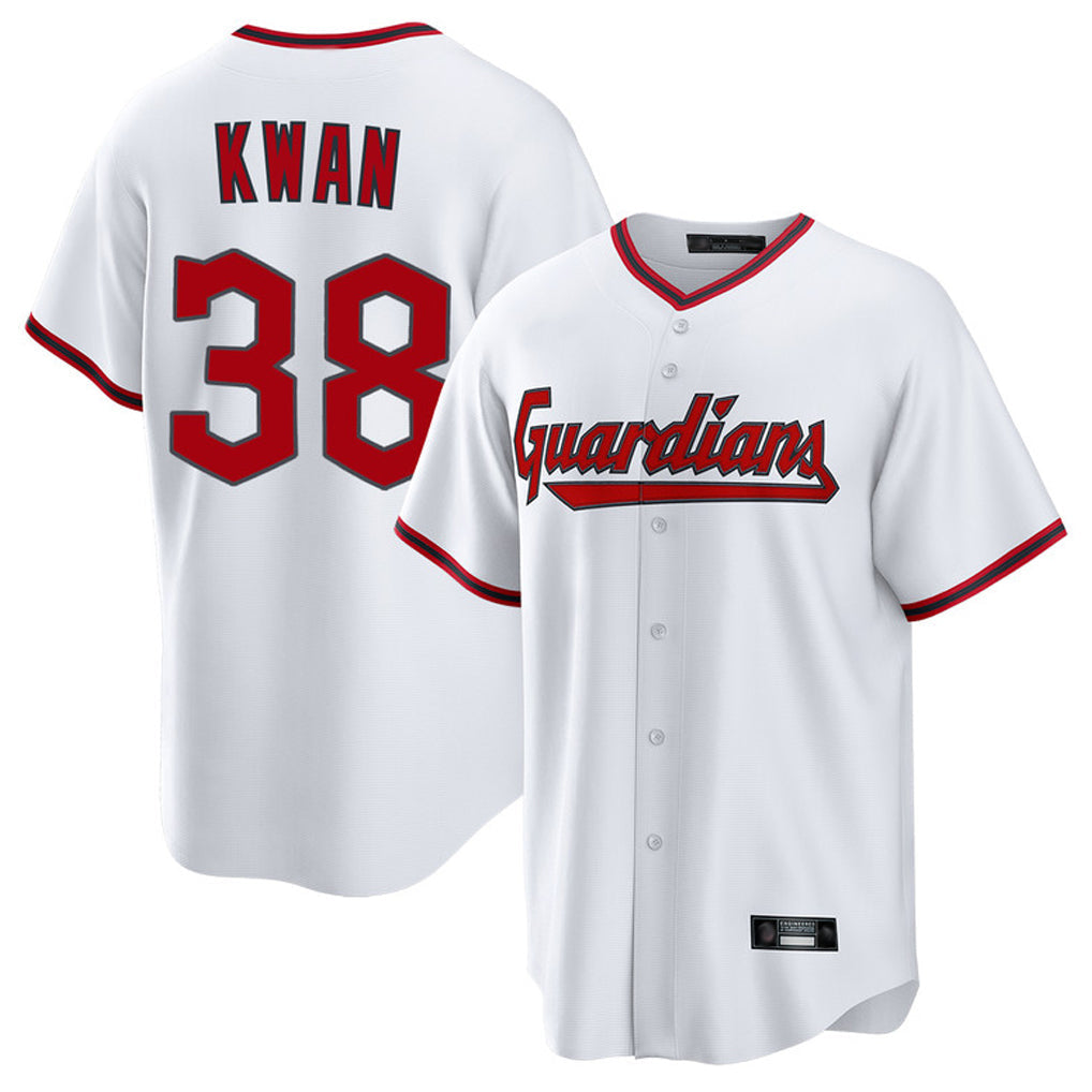 Seanshop C.Guardians #38 Steven Kwan Player White Game Home Stitched Jerseys