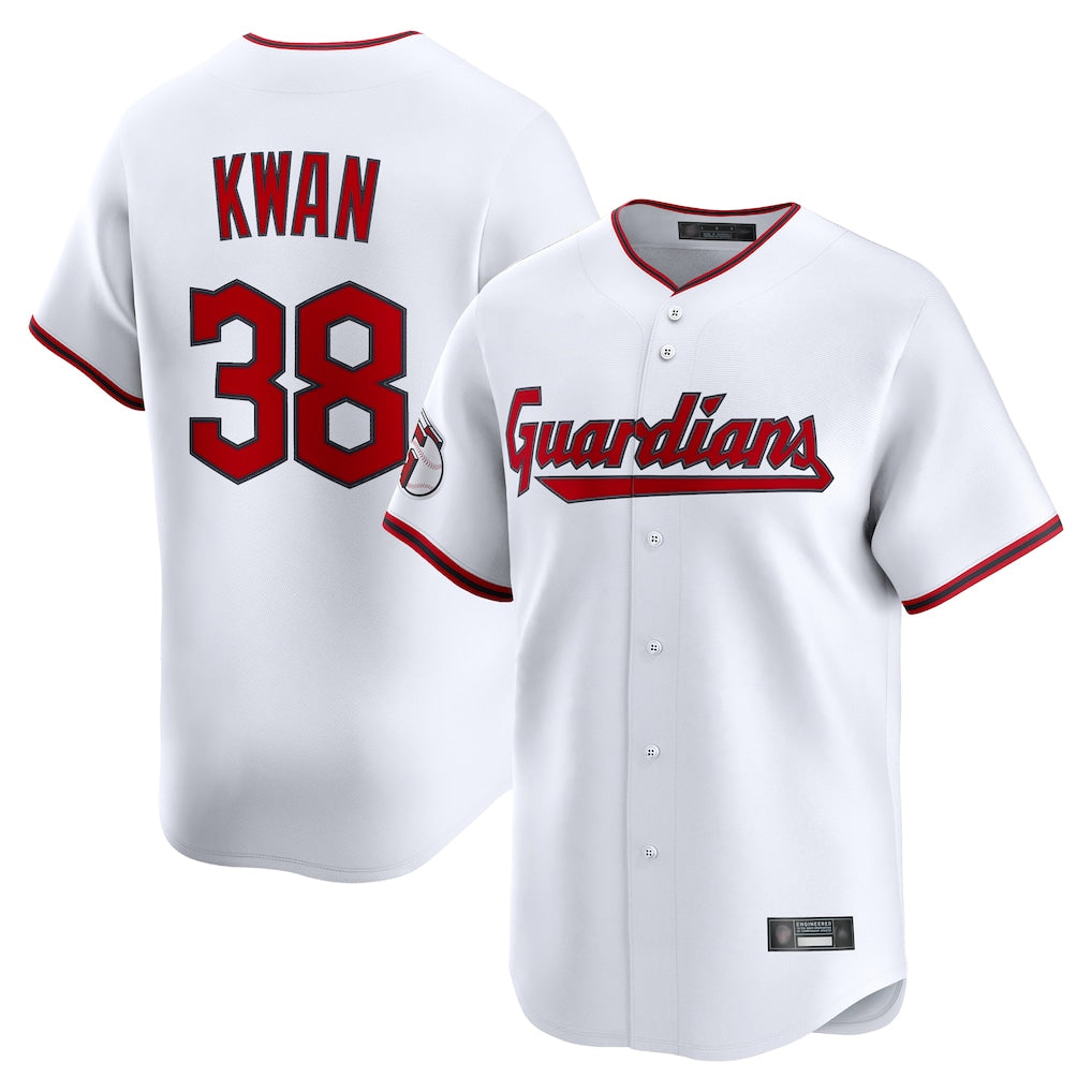 Seanshop C.Guardians #38 Steven Kwan Player White Limited Home Game Stitched Jerseys