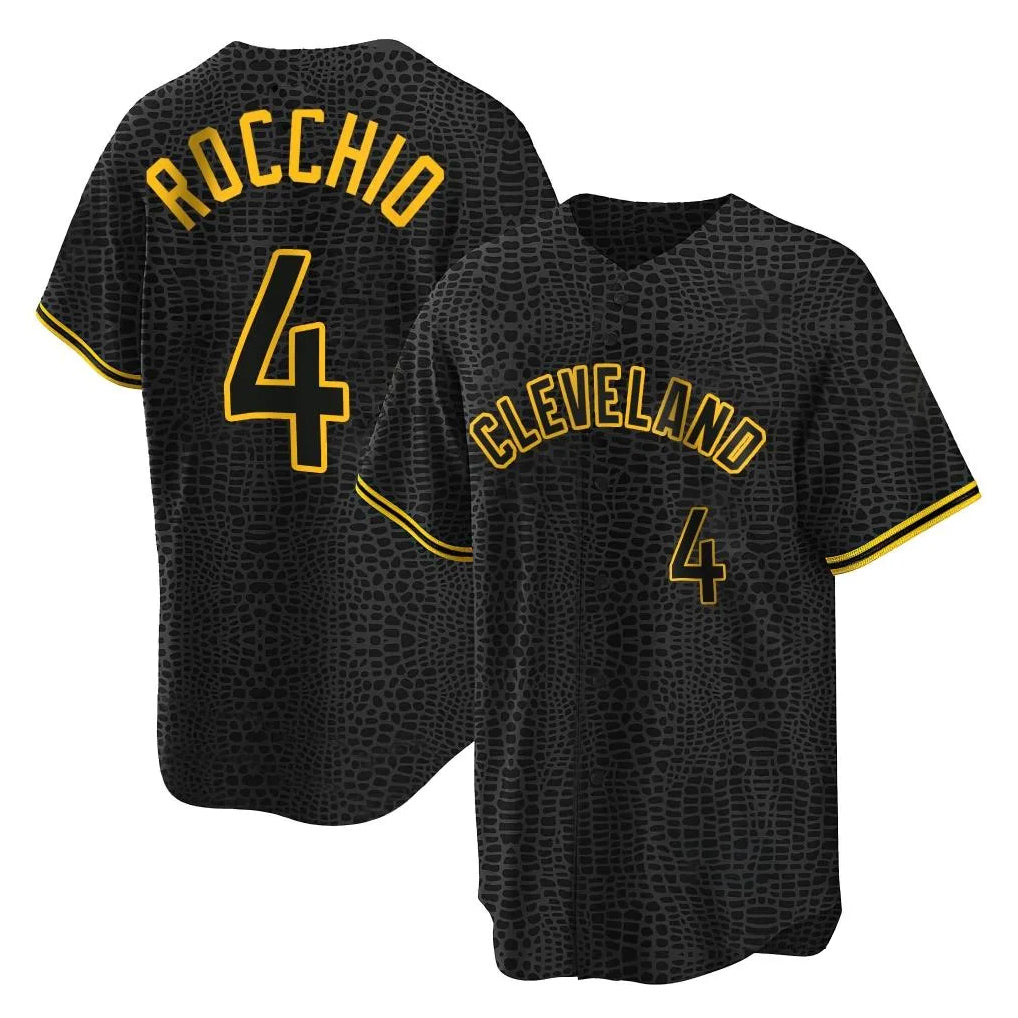 Seanshop C.Guardians #4 Brayan Rocchio Player Black Snake Skin City Home Game Stitched Jerseys