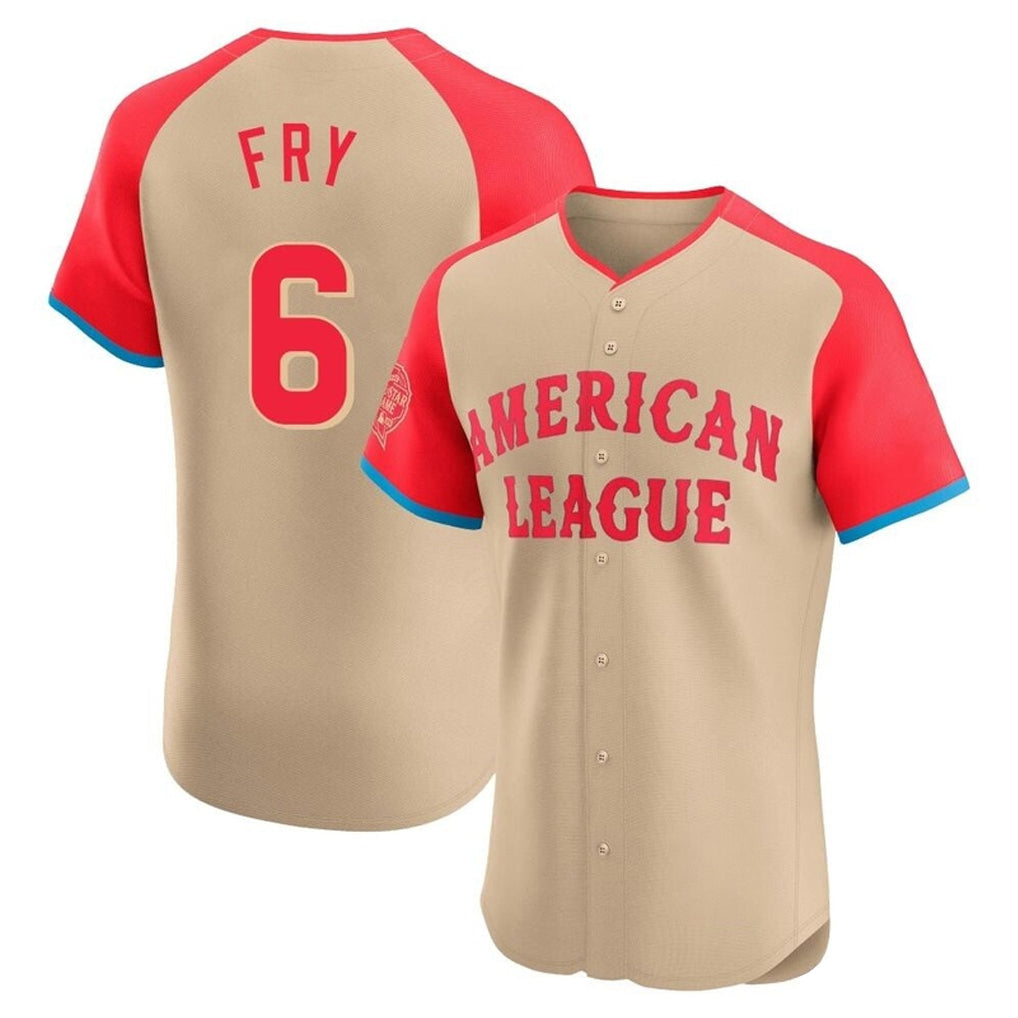 Seanshop C.Guardians #6 David Fry Player Cream American League All-Star Limited Elite Home Stitched Jerseys