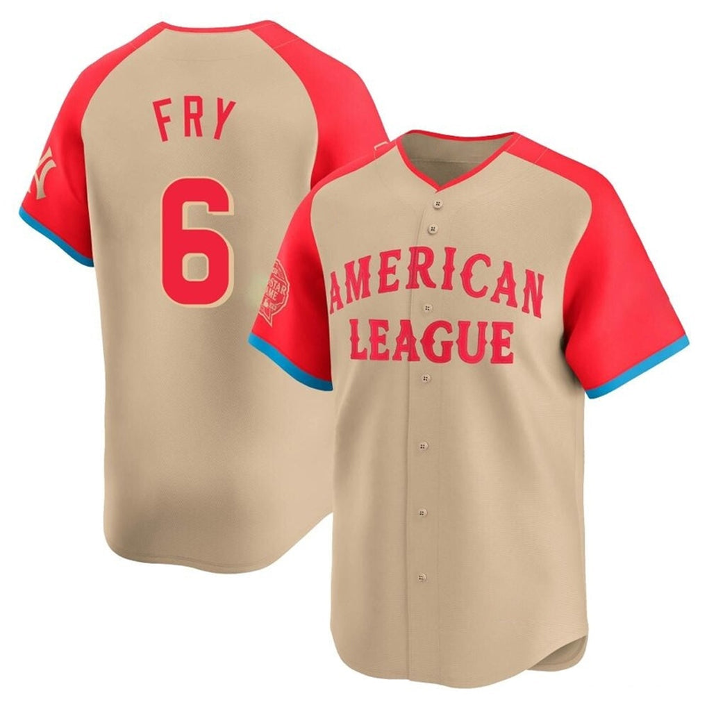 Seanshop C.Guardians #6 David Fry Player Cream American League All-Star Limited Home Stitched Jerseys