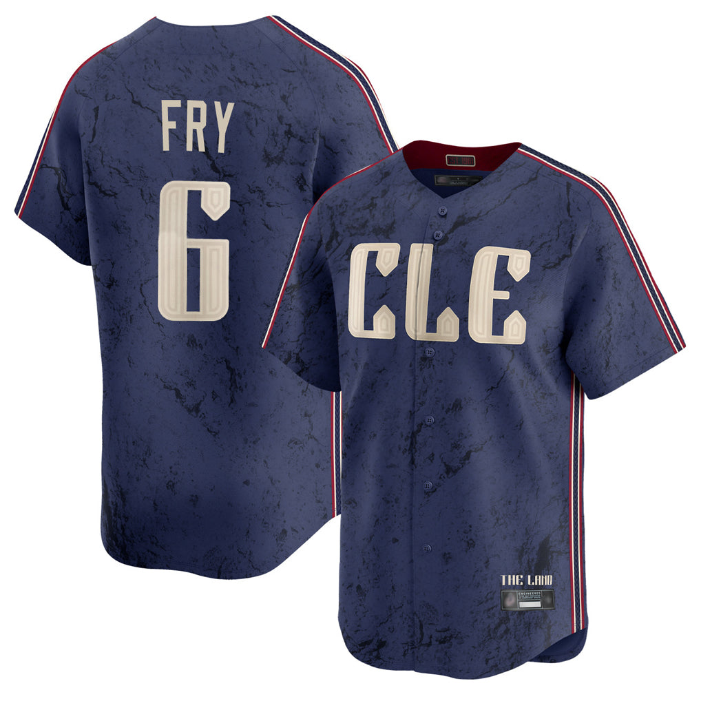 Seanshop C.Guardians #6 David Fry Player Navy City Connect Limited Home Stitched Jerseys