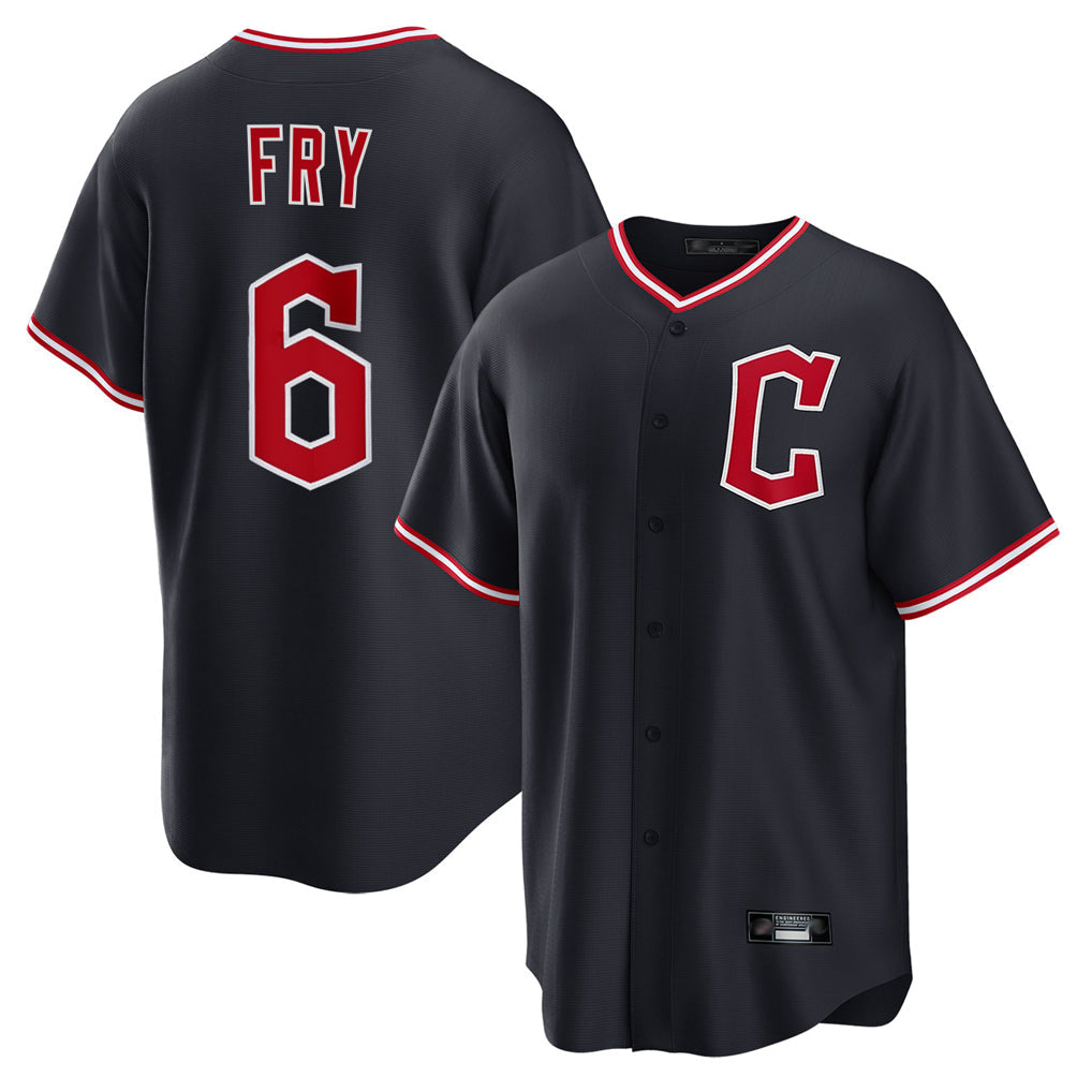 Seanshop C.Guardians #6 David Fry Player Navy Home Game Stitched Jerseys