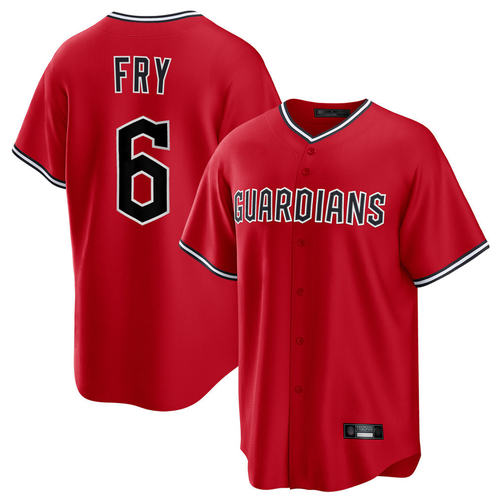 Seanshop C.Guardians #6 David Fry Player Red Home Game Stitched Jerseys