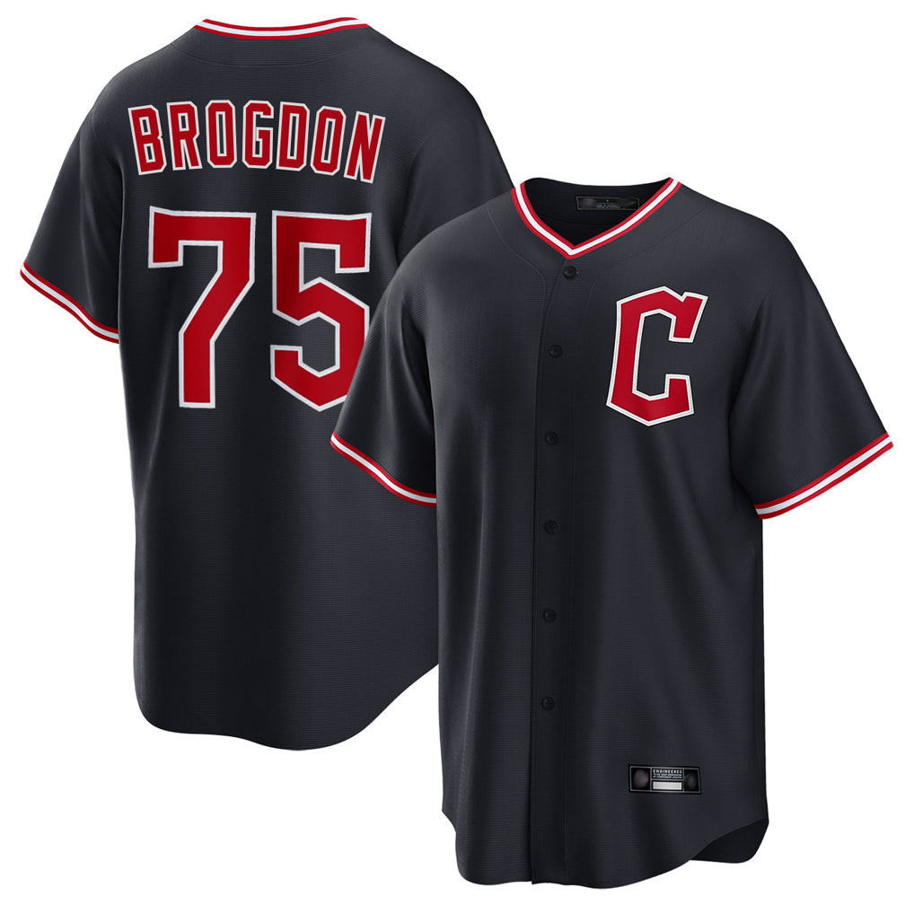 Seanshop C.Guardians #75 Connor Brogdon Player Navy Home Game Stitched Jerseys