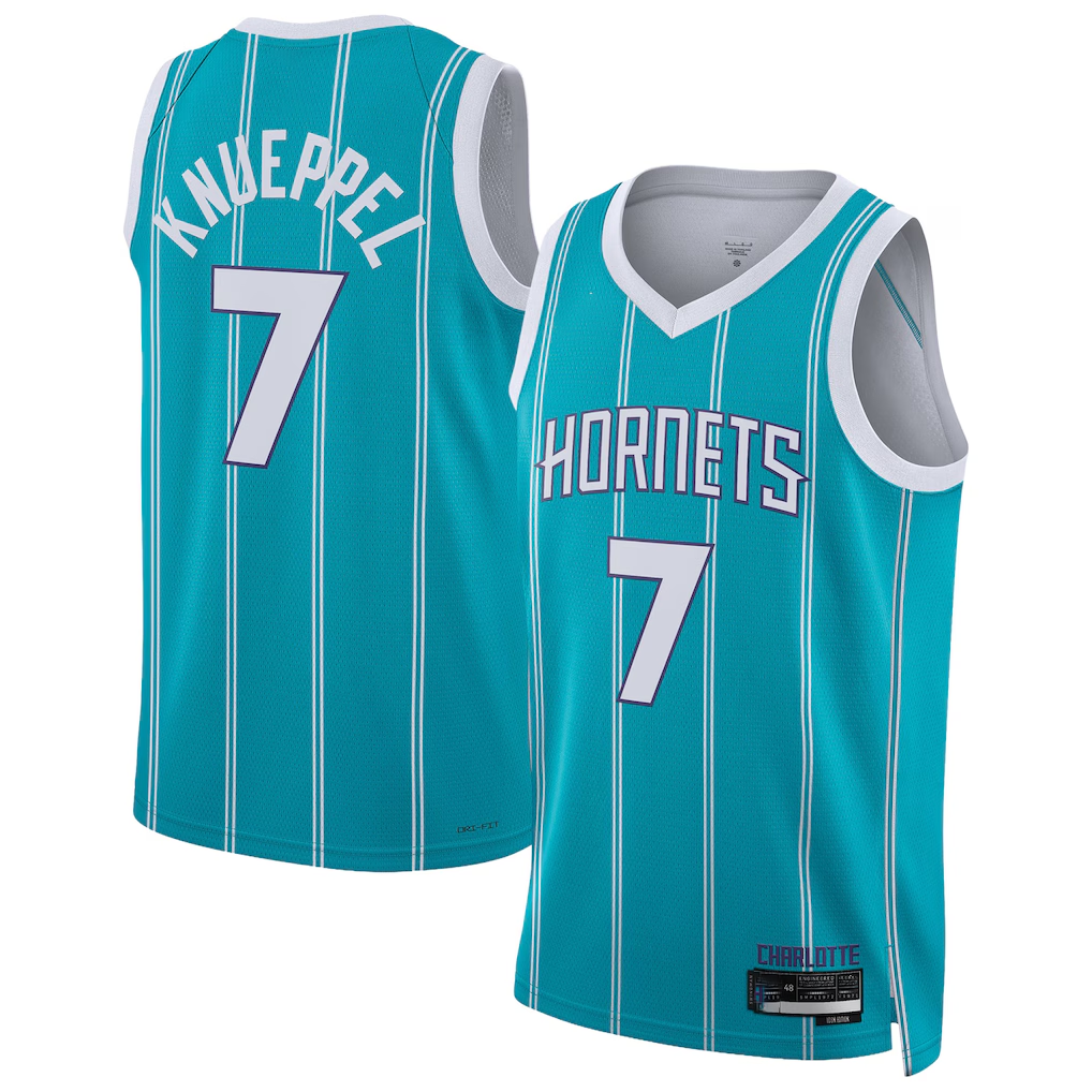 Seanshop C.Hornets #7 Kon Knueppel  Teal Swingman Jerseys - Icon Edition