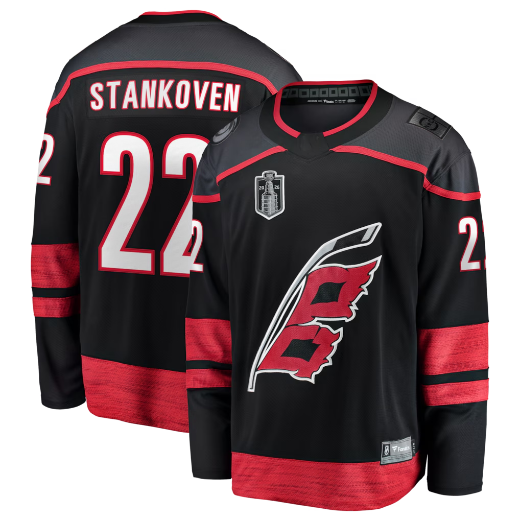 Seanshop C.Hurricanes #22 Logan Stankoven Black 2026 Stanley Cup Final Home Breakaway Stitched Jerseys