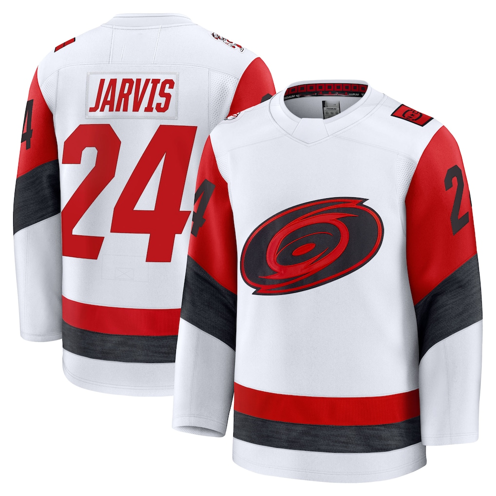 Seanshop C.Hurricanes #24 Seth Jarvis White Away Premium Stitched Jerseys