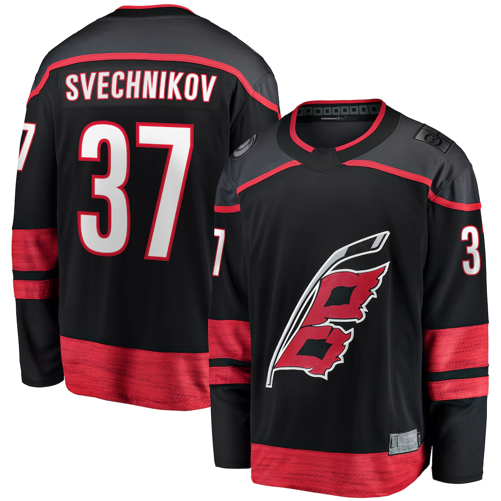 Seanshop C.Hurricanes #37 Andrei Svechnikov Black Home Breakaway Stitched Jerseys