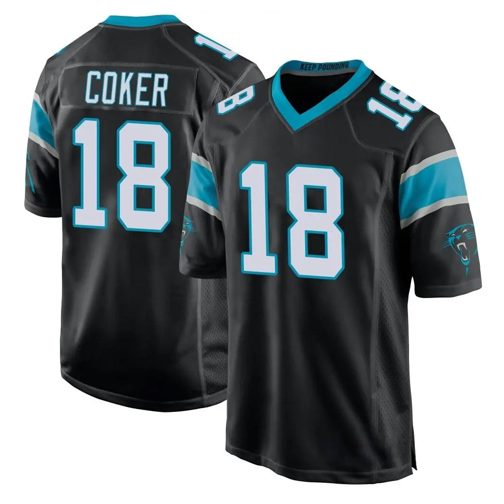 Seanshop C.Panthers #18 Jalen Coker Player Black Game Stitched Jerseys